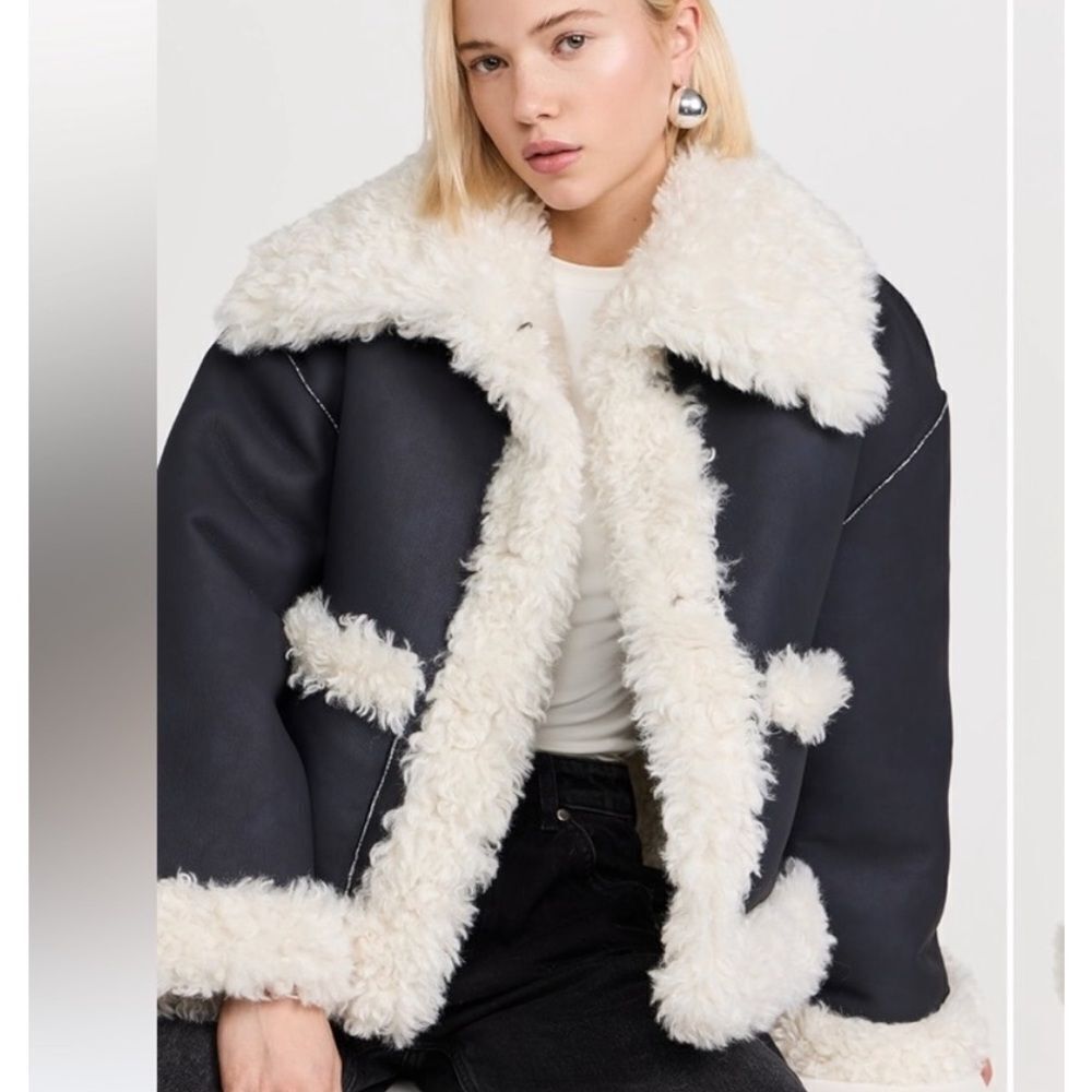 Free People Kiki Sherpa Jacket Womens S Cozy Faux Fur Chic Boho Black